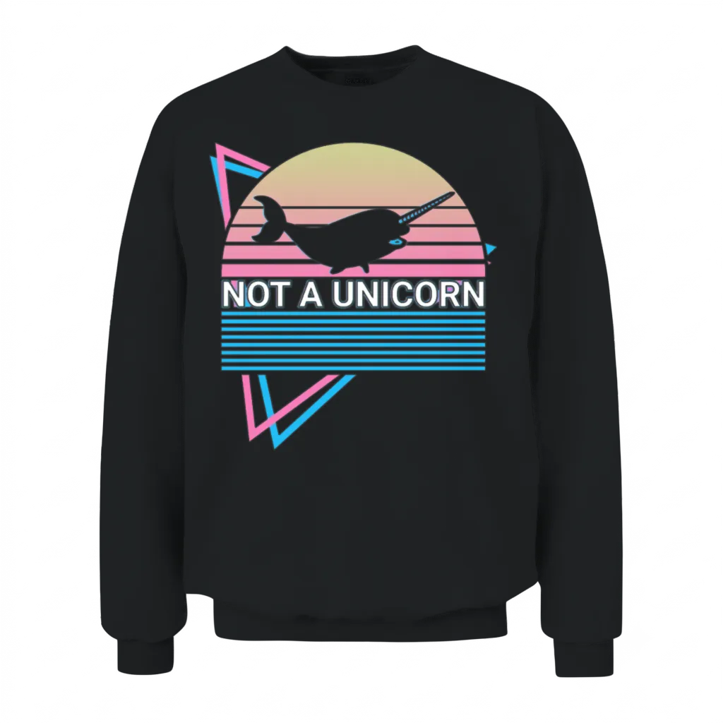 Narwhal Retro Unisex Sweatshirt - Black