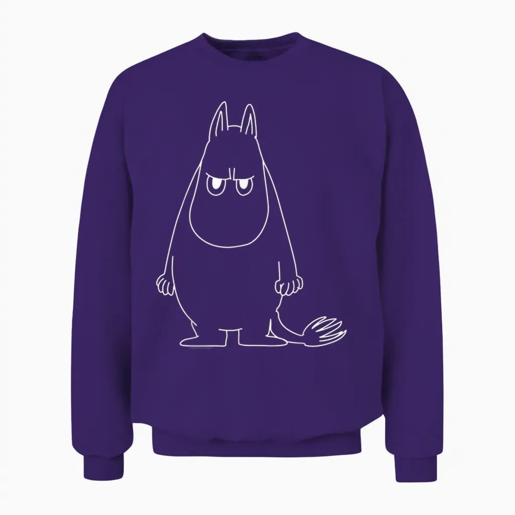 Moomin Angry Moomintroll T-Shirt, Black Unisex Sweatshirt in Purple