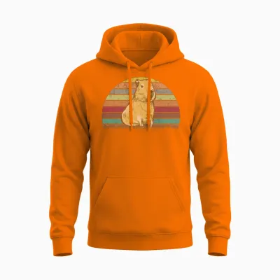 Capybara Retro Vintage Unisex Hoodie - Safety Orange