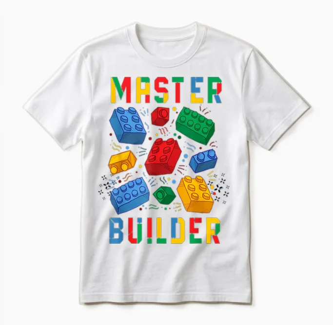 Brick Builder Funny Blocks Building Master Builder Unisex T-Shirt in White