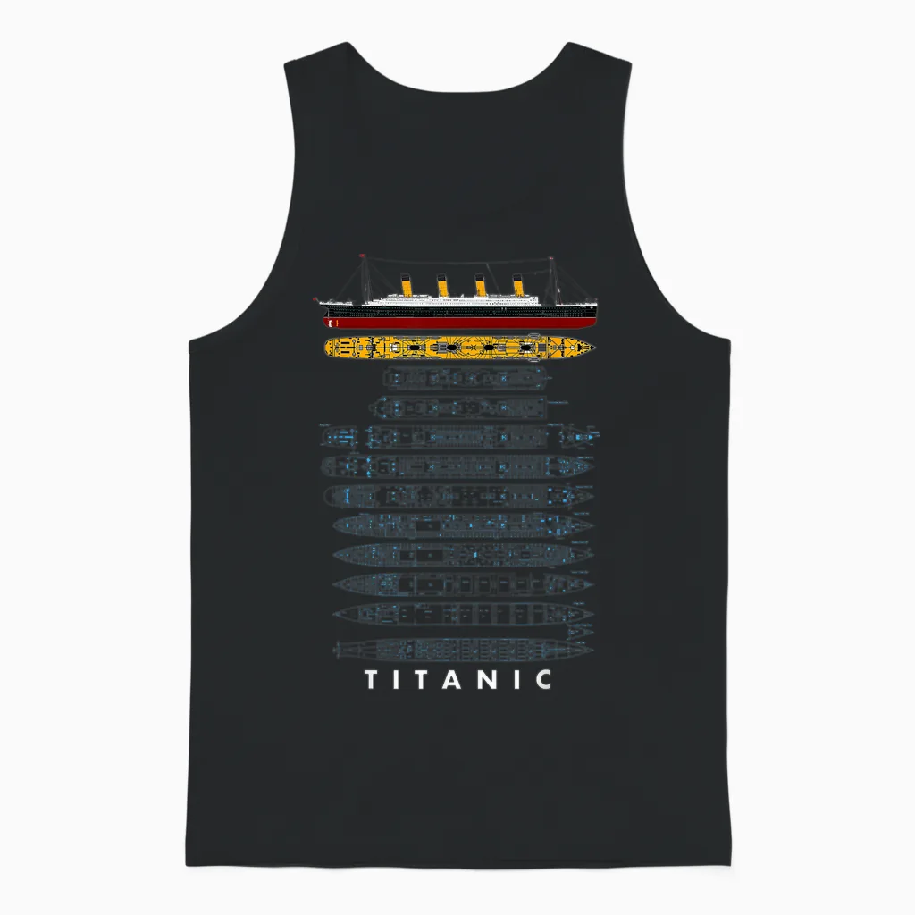 Titanic Schiff 1912 90er Jahre Outfit Herren Damen Kinder Unisex Tank Top in Black