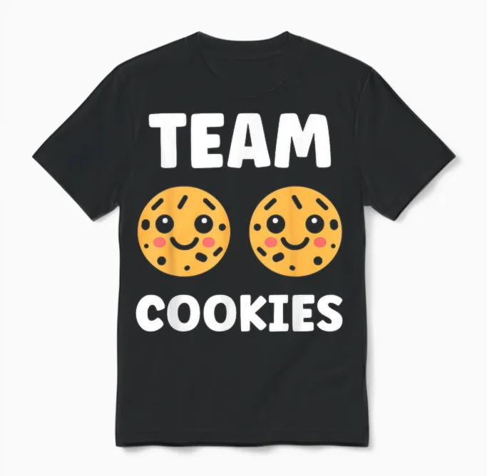 Food Quote Humour Cookie Team Cookies T-Shirt, Black, S Unisex T-Shirt in Black