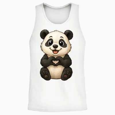 Panda Bear with Heart Cute Panda Bear with Heart Symbol Panda Unisex Tank Top - White