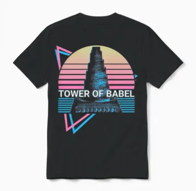 Tower of Babel Retro Unisex T-Shirt - Black