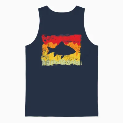 Fish Retro Unisex Tank Top - Navy