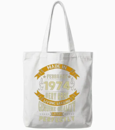 February 1974 Vintage Birthday Present Tote Bags - White