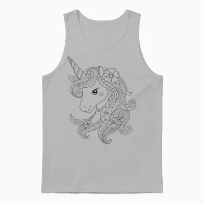Cute Unicorn to Paint & Colour for Kids T-Shirt, White Unisex Tank Top - Ash
