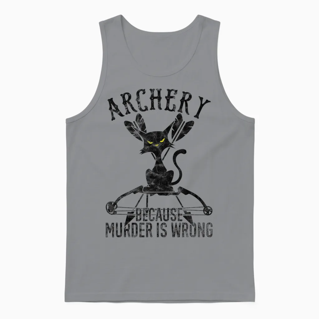 Archer Sport Archery Meme Meh Cat Unisex Tank Top in Sport Grey