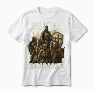 Sir Cumsalot Lustiges Gen Z Brainrot Raunchy Meme Unhinged Y2k Unisex T-Shirt - White