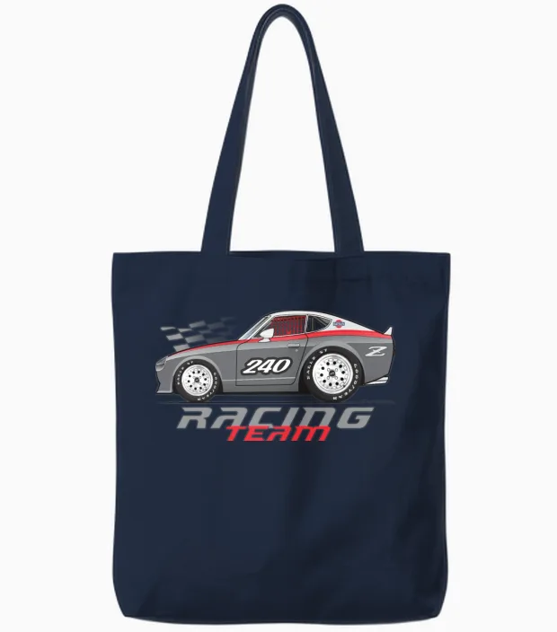 Racing Dark Gray Tote Bags in Navy