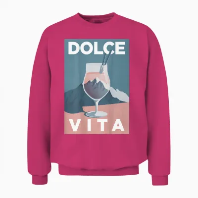 Dolce Vita X Painting Italia. Berge Wandern Spritz Backprint Unisex Sweatshirt - Heliconia