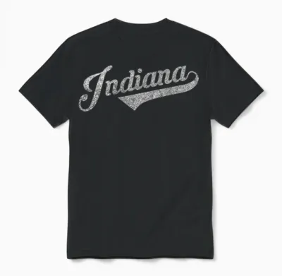 Retrocity Indiana Vintage City T-Shirt - Men's Unisex Adults & Kids - Red - Short Sleeve - Crew Neck - Vintage Style - Embroidery - Lightweight - Classic Fit - Non-Stretchable - Imported Unisex T-Shirt - Black