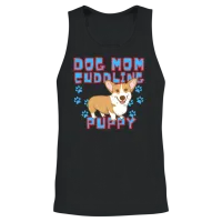 Dog Mom Cuddling Puppy Dogs Lovers Unisex Tank Top - Black – 2