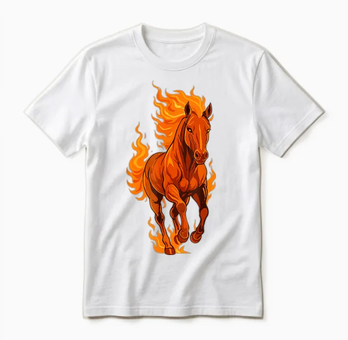 Fire Horse Chinese New Year 2026 Moon Star Sign Festival Unisex T-Shirt in White
