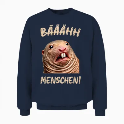 Funny T-Shirt with German Text "ich Hasse Menschen" [german Language], Black Unisex Sweatshirt - Navy