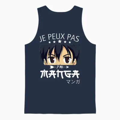 Je Peux Pas Jai Manga-Anime Humor Funny Manga T-Shirt, Black, S Unisex Tank Top - Navy