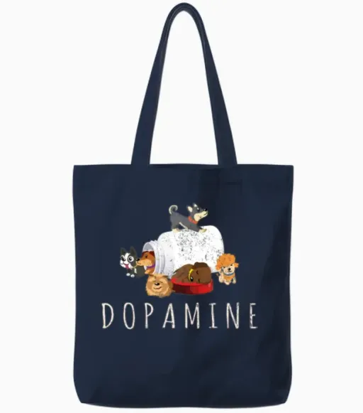 Dopamine Funny Dog Lover Puppy Dog Owners Dog Mom Tote Bags - Navy