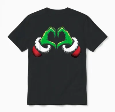 Funny Elf Heart Hands Love Christmas Unisex T-Shirt - Black