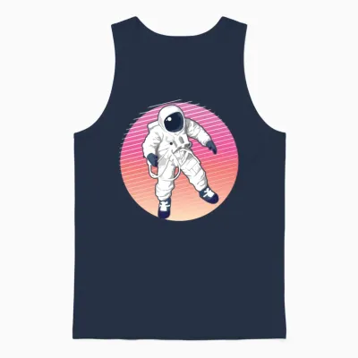 90s Retro Astronaut Sunset Unisex Tank Top - Navy