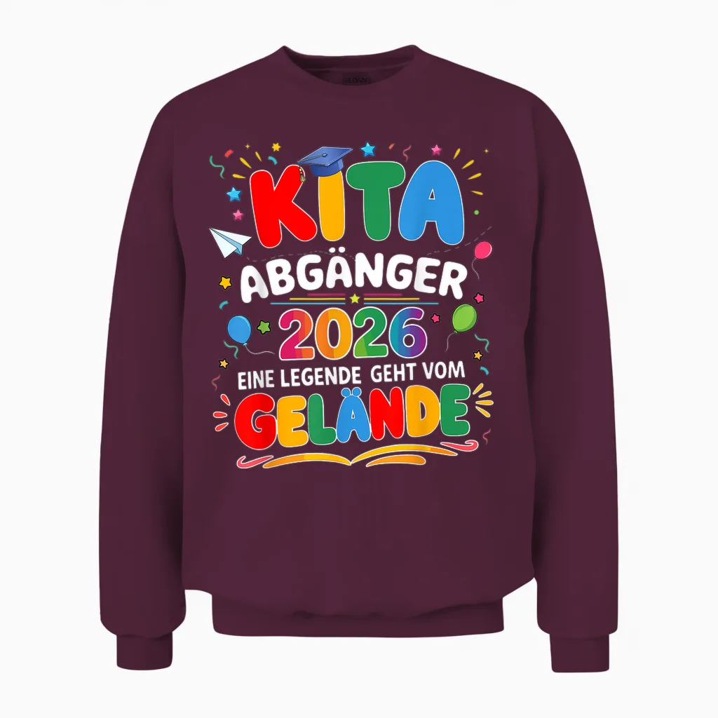 Kita Abgänger 2026 Einschulung Schulkind Junge Mädchen Unisex Sweatshirt in Maroon