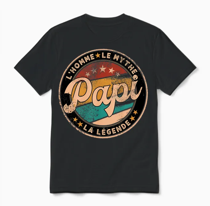 Papi Homme Mythe Légende Idée-Cadeau Papy Humour Grand-Père T-Shirt Haut De Gamme Unisex T-Shirt in Black