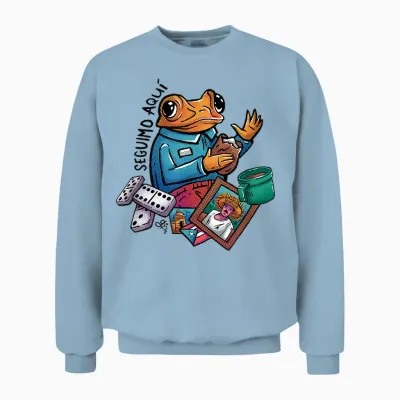Sapo Concho Seguimo Aqui Puerto Rico Bandera Boricua Unisex Sweatshirt - Light Blue