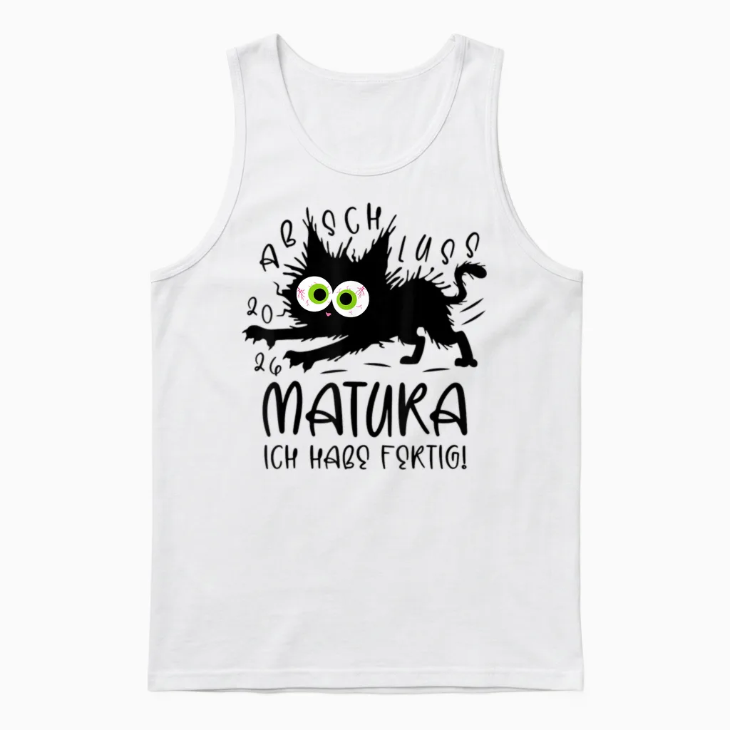 Matura 2026 Ich Habe Fertig Katze Schule Abschluss Geschafft Unisex Tank Top in White