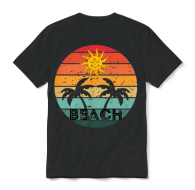 Retro Beach Unisex T-Shirt - Black