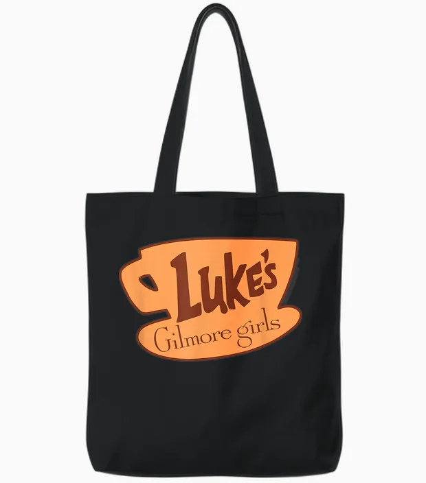 Gilmore Girls Luke's Logo Tote Bags in Black