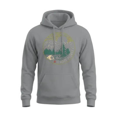 I Hate People Camping Hiking Unisex Hoodie - Sport Grey