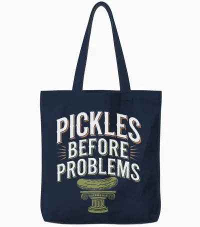 Pickle Lovers Humor Dill-Ightful Jokes Funny Food Tote Bags - Navy
