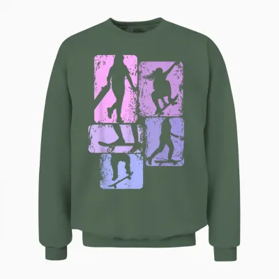 Skateboard Mädchen Skater Girl Skateboard Kinder Unisex Sweatshirt - Military Green