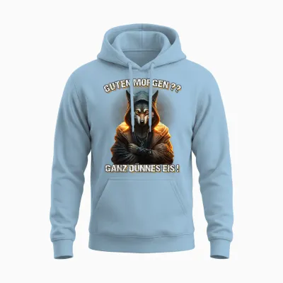 Guten Morgen? Ganz Dünnes Eis! Lustiges Wolf Kaffee Unisex Hoodie - Light Blue