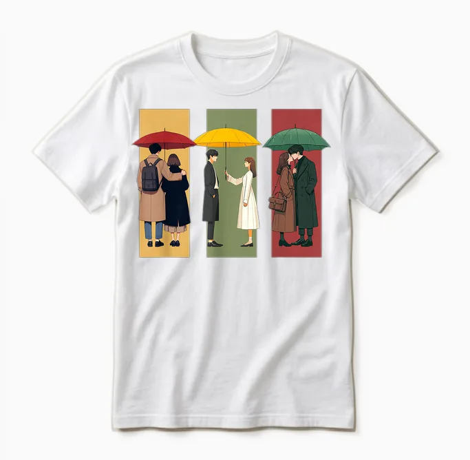 K-Drama Lover Korean Drama Boy with Umbrella Kawaii Kdrama Unisex T-Shirt in White
