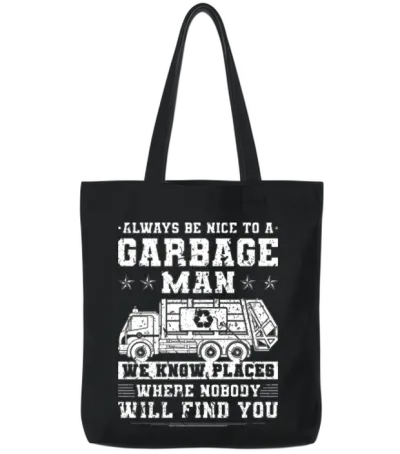 Funny Garbage Man Trash Garbage Truck Tote Bags - Black