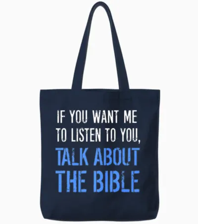 Funny Talk About the Bible Tote Bags - Navy
