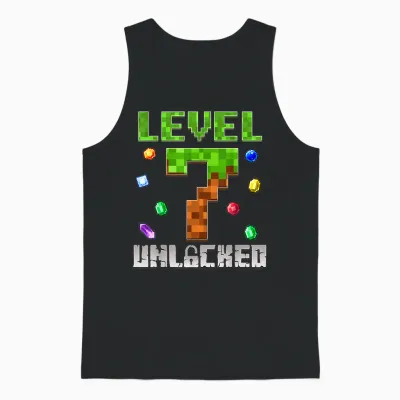 Birthday Boy Level 7 Unlocked 7th Birthday Game Pixel Unisex Tank Top - Black