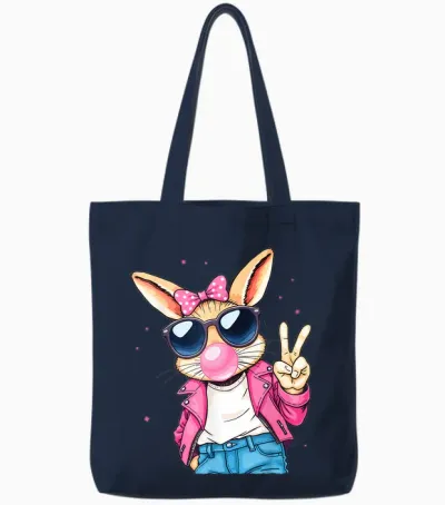 Cooles Hasi Bunny Kaninchen Osterhase Kinder Mädchen Ostern Tote Bags - Navy