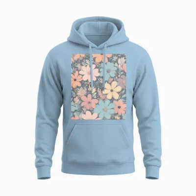 Pastel Flowers Unisex Hoodie - Light Blue
