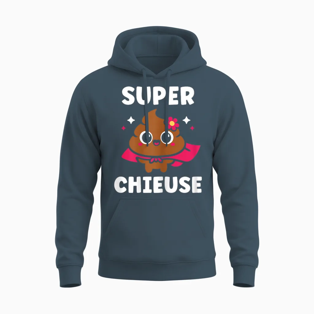 Crotte Blague Rigolo Chieuse Caca Humour Fille Super Chieuse Unisex Hoodie in Dark Heather