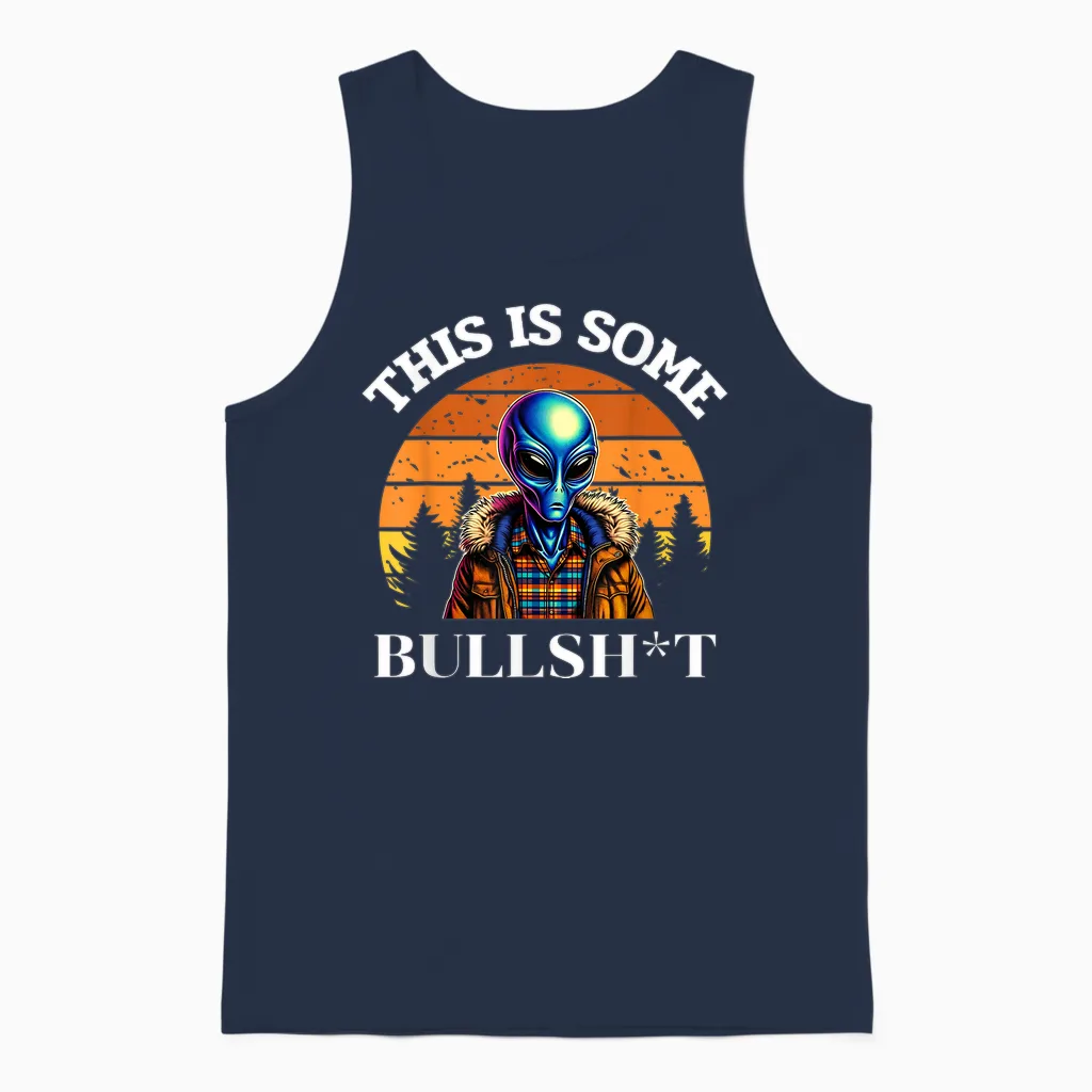 This Is Some Bullshit Resident Funny Swearing Alien Science Unisex Tank Top in Navy