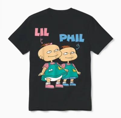 Mademark X Rugrats - Lil and Phil “the Deville’s” Twins Rugrats Unisex T-Shirt - Black