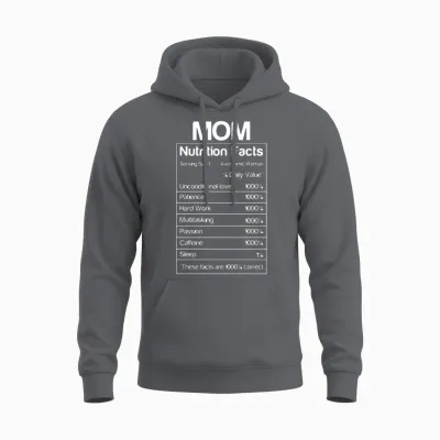 Thanksgiving Christmas Funny Mom Nutrition Facts Unisex Hoodie - Charcoal