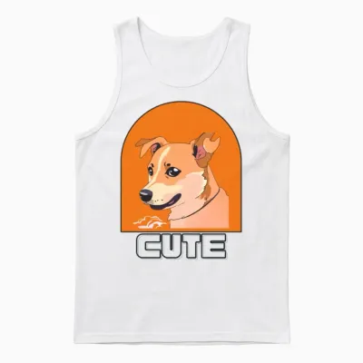 Cute Dog Unisex Tank Top - White