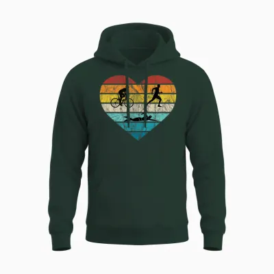 Ich Liebe Triathlon Schwimmen Radfahren Laufen Triathlet Unisex Hoodie - Forest