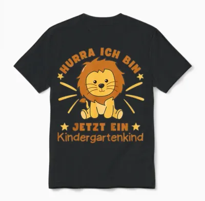 Hurra Ich Bin Jetzt Ein Kindergartenkind Löwe Kinder Unisex T-Shirt - Black