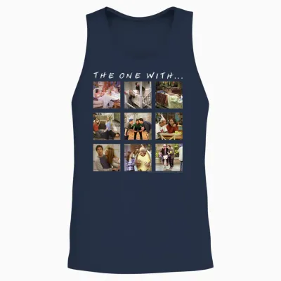 Friends Group Shot the One with Character Panels Unisex Tank Top - Navy