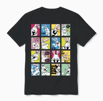Looney Tunes Bugs Bunny Tiles Unisex T-Shirt - Black