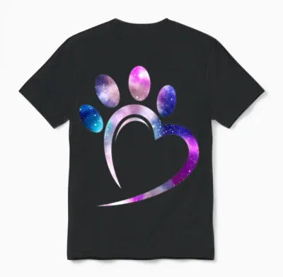 Galaxy Dog Paw Dog Lover Unisex T-Shirt - Black