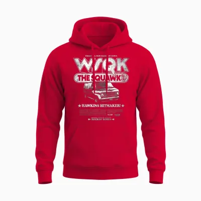 Stranger Things Hawkins Hitmaker Wsqk Back Unisex Hoodie - Red